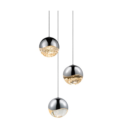 Grapes Polished Chrome 3-Light LED Multi-Light Pendant by Sonneman Lighting