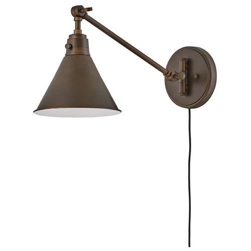 Hinkley Hinkley Arti 10.25-Inch Olde Bronze Swing Arm Plug and Cord Wall Lamp 3690OB