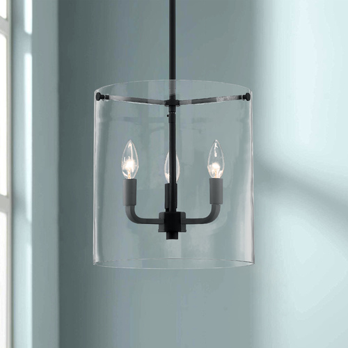 Satco Lighting Satco Lighting Sommerset Matte Black Pendant Light with Cylindrical Shade 60/7277