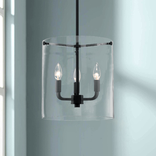 Satco Lighting Sommerset Matte Black Pendant with Cylindrical Shade by Satco Lighting 60/7277