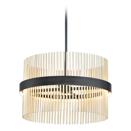 Chimes 24-Inch LED Pendant in Black & Satin Brass by ET2 Lighting