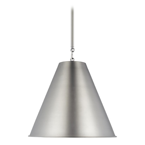 Visual Comfort Studio Collection Visual Comfort Studio Gordon Antique Brushed Nickel LED Pendant Light with Conical Shade 6585101EN3-965