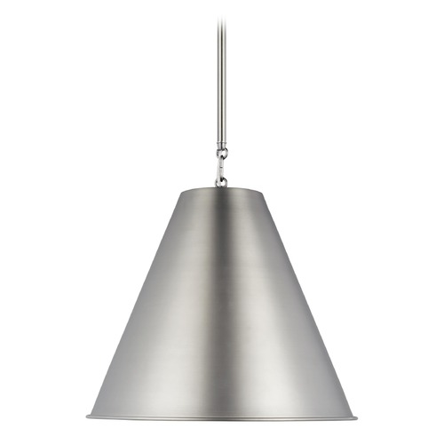 Visual Comfort Studio Gordon Antique Brushed Nickel LED Pendant Light with Conical Shade