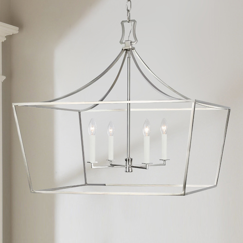 Visual Comfort Studio Collection Chapman & Meyers 28-Inch Southold Polished Nickel Linear Hanging Lantern by Visual Comfort Studio CC1044PN