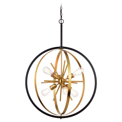 Vaxcel Lighting Estelle Natural Brass & Matte Black Pendant Light