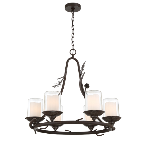 Ponderosa Ridge 6-Lt Outdoor Chandelier in Weathered Spruce by Minka