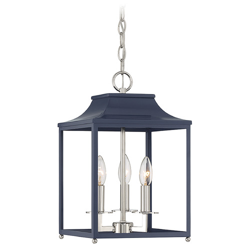 Meridian 10-Inch Lantern in Navy Blue & Polished Nickel by Meridian M30013NBLPN