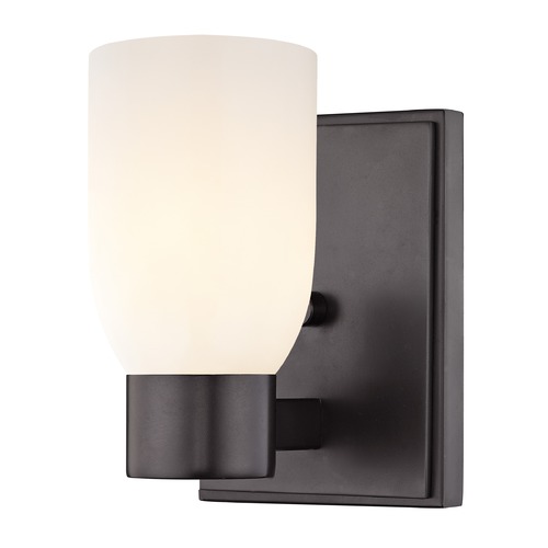 Shiny Opal White Glass Sconce Bronze