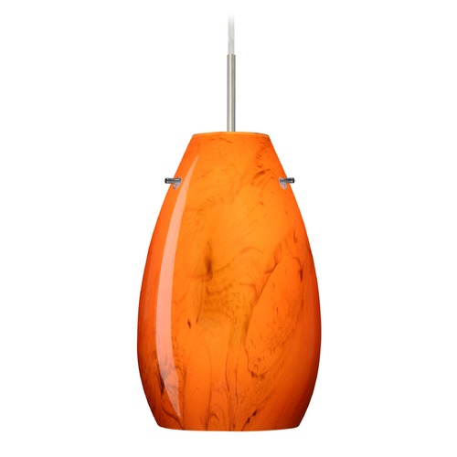 Besa Lighting Pera Satin Nickel LED Mini-Pendant Light with Oblong Shade