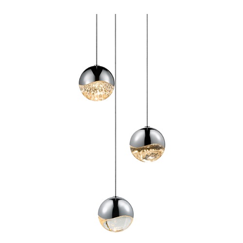 Grapes Polished Chrome 3-Light LED Multi-Light Pendant by Sonneman Lighting