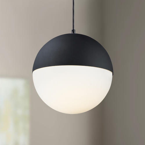 Half Moon Large LED Pendant in Black by ET2 Lighting