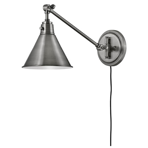 Hinkley Hinkley 10.25-Inch Polished Antique Nickel Swing Arm Pin-Up Wall Lamp 3690PL