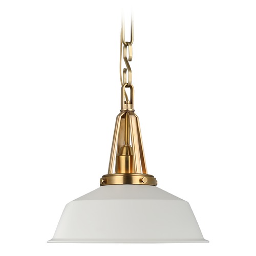 Visual Comfort Signature Collection Chapman & Myers Layton 10-Inch Pendant in Brass by Visual Comfort Signature CHC5460ABWHT