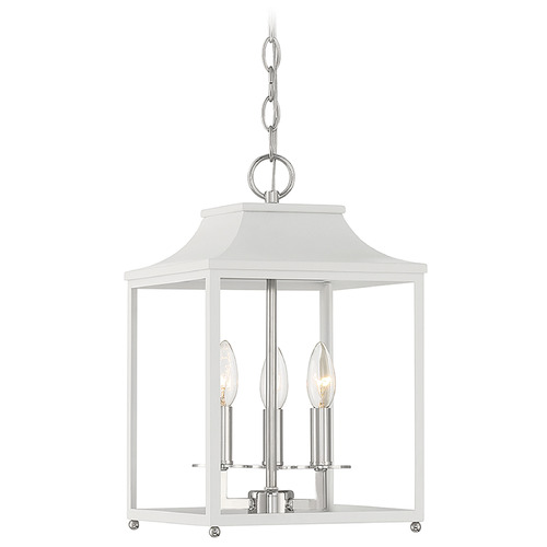 Meridian 10-Inch Lantern in White & Polished Nickel by Meridian M30013WHPN