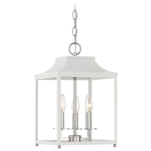 10-Inch Lantern in White & Polished Nickel by Meridian