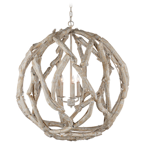 Currey and Company Driftwood Whitewashed Driftwood Pendant Light