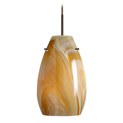 Besa Lighting Pera Bronze LED Mini-Pendant Light with Oblong Shade