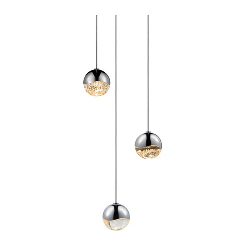 Grapes Polished Chrome 3-Light LED Multi-Light Pendant by Sonneman Lighting