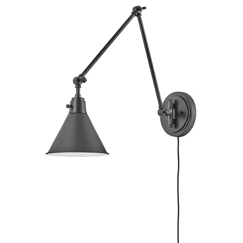 Hinkley Hinkley Arti 18.25-Inch Black Swing Arm Plug and Cord Wall Lamp 3692BK