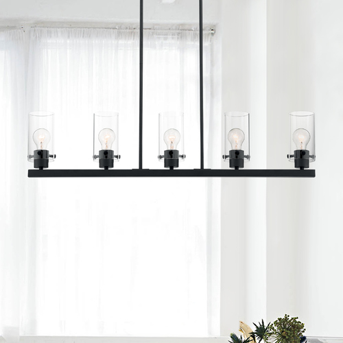 Sommerset Matte Black Linear Light with Cylindrical Shade by Satco Lighting