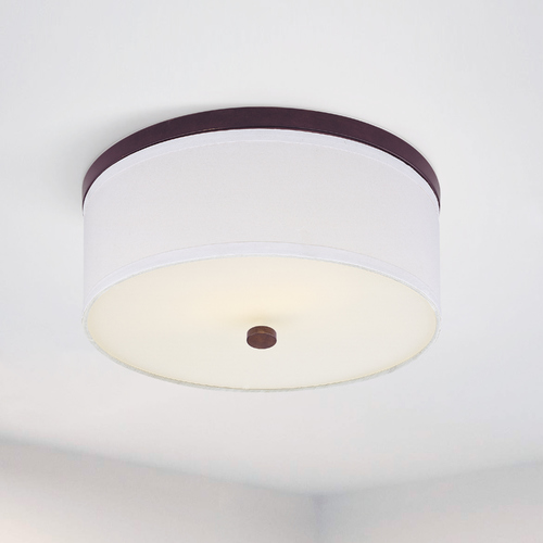 Design Classics Lighting 15-Inch Modern Bronze Flushmount Ceiling Light with White Drum Shade 5551-604 SH9461