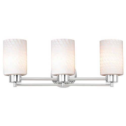 Modern Bathroom Light with White Glass in Chrome Finish