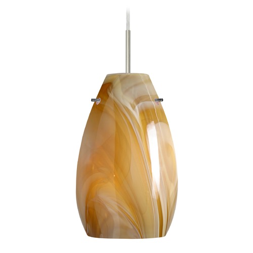 Besa Lighting Besa Lighting Pera Satin Nickel LED Mini-Pendant Light with Oblong Shade 1JT-4126HN-LED-SN