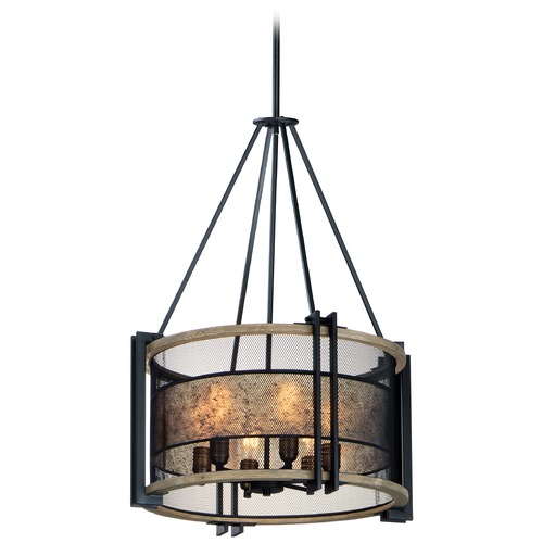 Maxim Lighting Boundry Black / Barn Wood / Antique Brass Chandelier by Maxim Lighting 27565BKBWAB