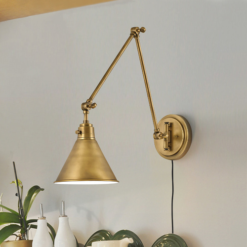 Hinkley 18.25-Inch Heritage Brass Swing Arm Convertible Wall Lamp by Hinkley Lighting 3692HB