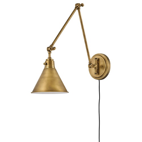 Hinkley Hinkley 18.25-Inch Heritage Brass Swing Arm Plug and Cord Wall Lamp 3692HB