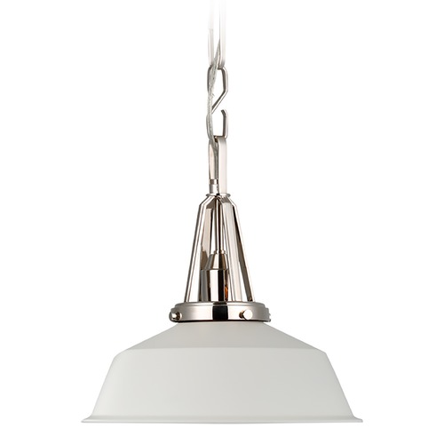 Visual Comfort Signature Collection Chapman & Myers Layton 10-Inch Pendant in Nickel by Visual Comfort Signature CHC5460PNWHT