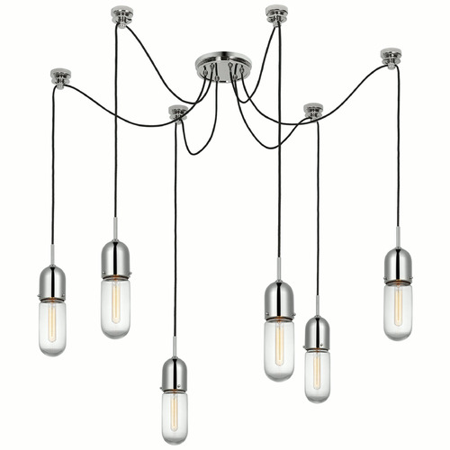 Visual Comfort Signature Collection Thomas OBrien Junio Chandelier in Polished Nickel by VC Signature TOB5645PNFG6
