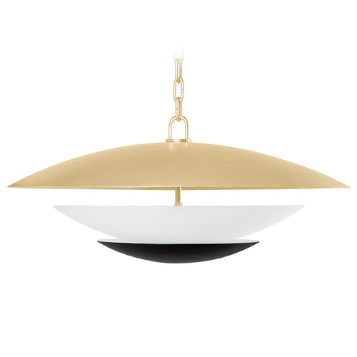 Corbett Lighting Adara Vintage Gold Leaf & Soft Black Pendant Light with Bowl / Dome Shade