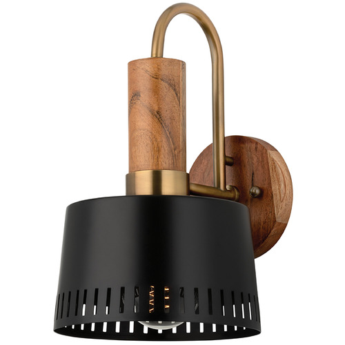 Troy Lighting Memphis Patina Brass & Acacia Wood LED Sconce