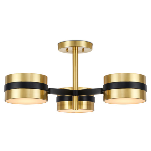 Currey and Company Clarence Mallari Heybrook Polished Brass / Black LED Semi-Flushmount Light