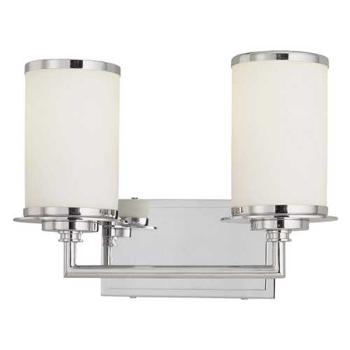 Minka Lavery Modern Bathroom Light with White Glass in Chrome by Minka Lavery 3722-77-PL