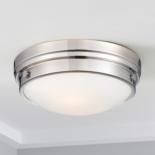 Minka Lavery Flush Mount with White Glass in Chrome by Minka Lavery 823-77