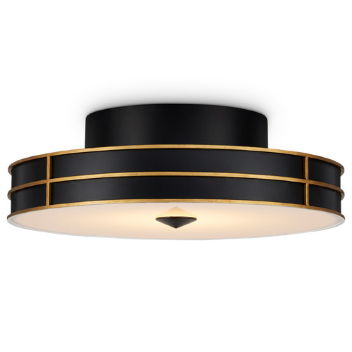 Currey and Company Lighting Currey and Company Tom Caldwell Fielding Satin Black / Gold LED Flushmount Light 9999-0071
