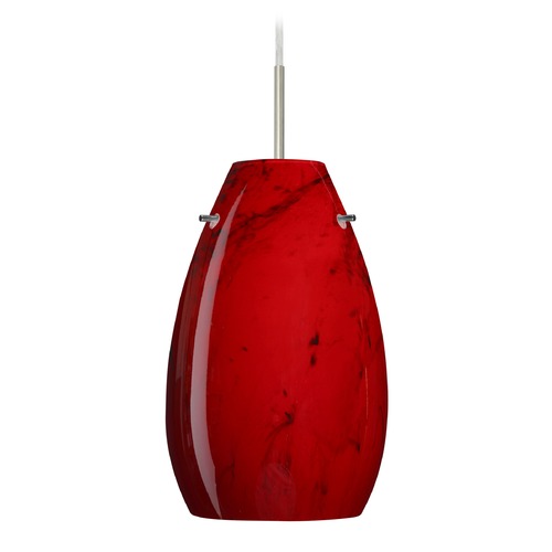 Besa Lighting Pera Satin Nickel LED Mini-Pendant Light with Oblong Shade