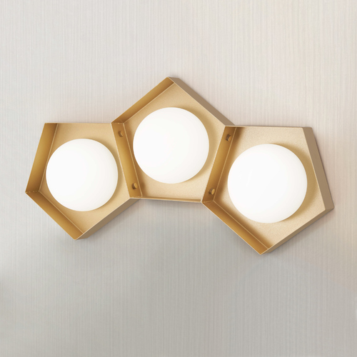 Five-O LED Bathroom Light in Texured White & Gold Leaf by George Kovacs
