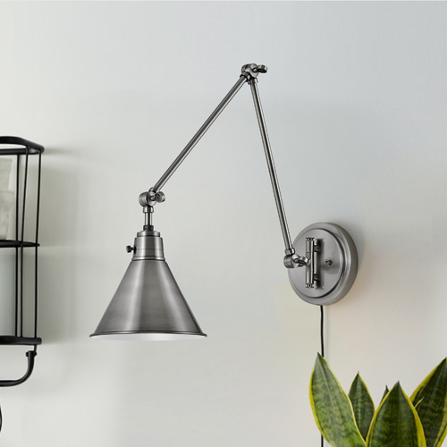 18.25-Inch Polished Antique Nickel Swing Arm Convertible Wall Lamp by Hinkley Lighting