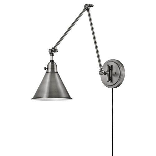 Hinkley Hinkley 18.25-Inch Polished Antique Nickel Swing Arm Pin-Up Wall Lamp 3692PL