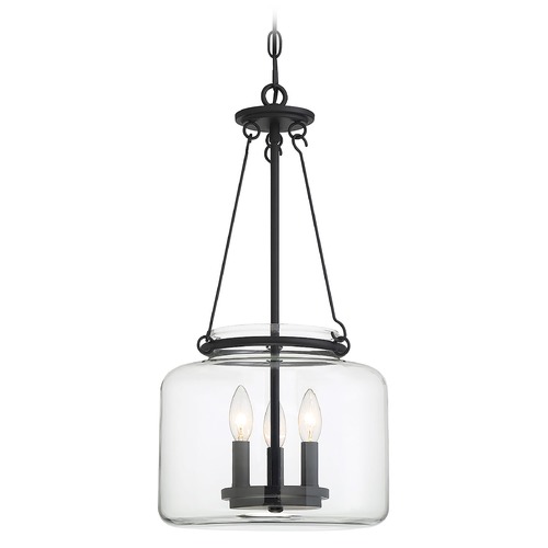 Akron 3-Light Matte Black Pendant by Savoy House
