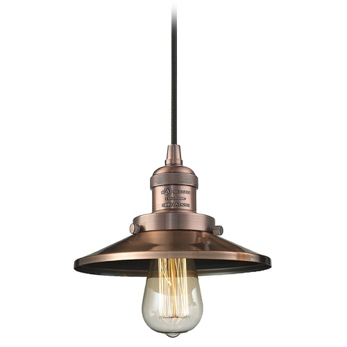 Innovations Lighting Innovations Lighting Railroad Antique Copper Mini-Pendant Light with Coolie Shade 201C-AC-M3