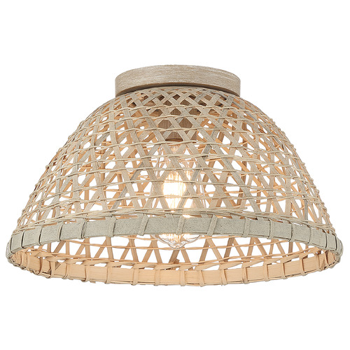 13-Inch Flush Mount in Natural Rattan by Meridian
