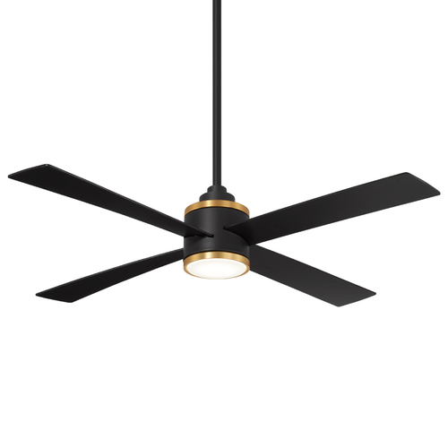 Falco 54-Inch LED Ceiling Fan in Coal Black & Soft Brass by Minka Aire