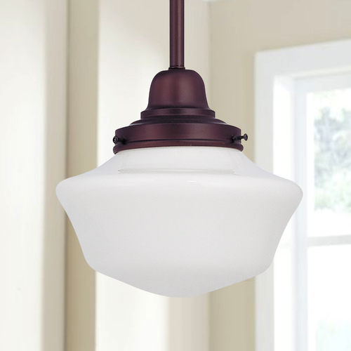 8-Inch Schoolhouse Mini-Pendant Light in Bronze Finish