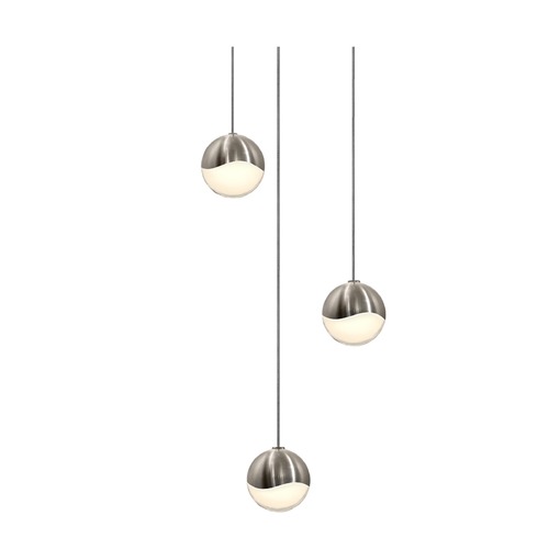 Grapes Satin Nickel 3-Light LED Multi-Light Pendant by Sonneman Lighting