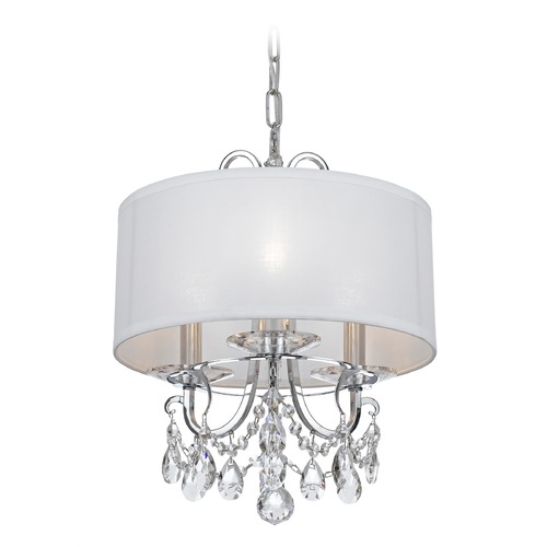 Crystorama Lighting Othello Polished Chrome Pendant Light with Drum Shade