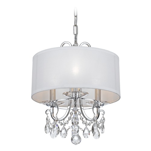 Crystorama Lighting Crystorama Lighting Othello Polished Chrome Pendant Light with Drum Shade 6623-CH-CL-MWP